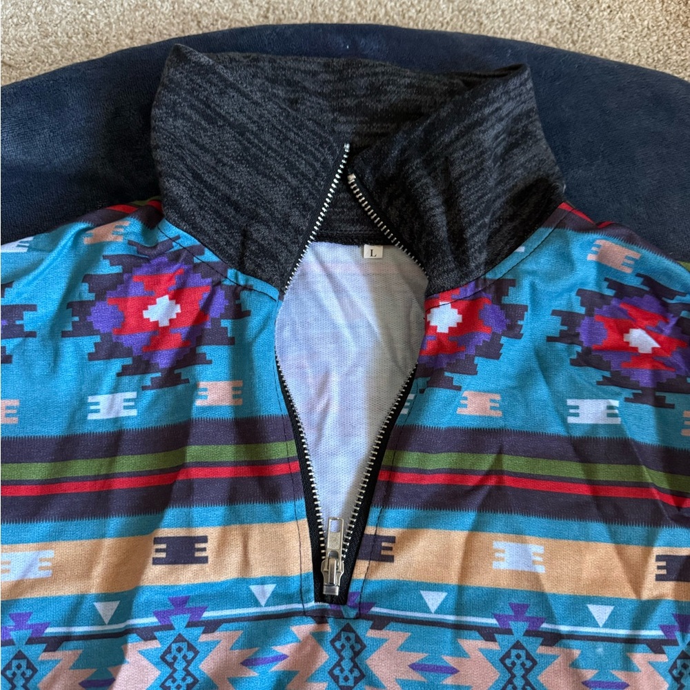 Multicolor Patterned Quarterzip - image 3
